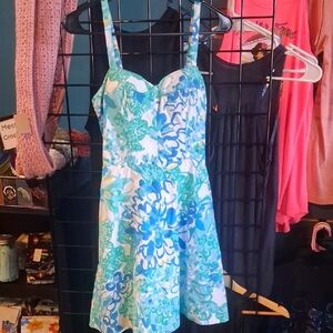 Lilly Pulitzer Blue and Green Floral Mini Dress